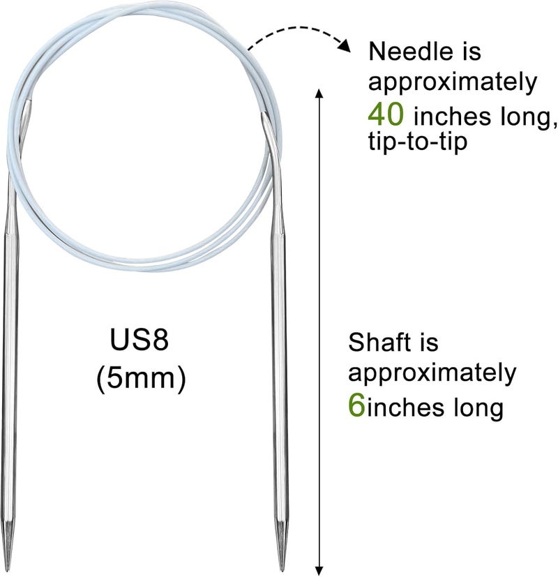 Soosui 5.0 mm Circular Knitting Needles US8 |40 inches/100 cm | Suitable for Beginners to Knit Sweaters, Scarves, Blankets and Other Projects! - Image 2